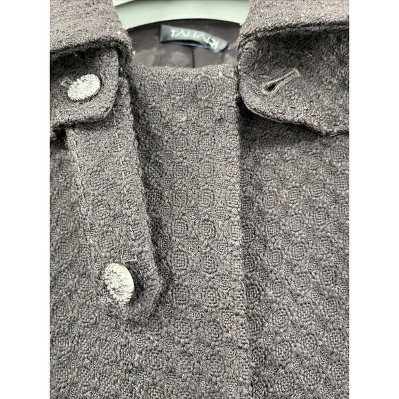 TAHARI Black Wool Blend‎ Belted Midi Jacket Size M - Picture 8 of 10